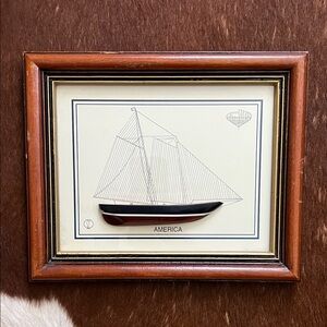 Vintage framed half-hull model of the famous schooner yacht America